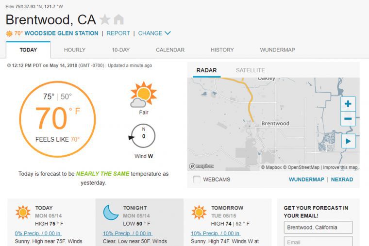 Weather Brentwood CA 