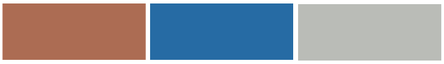 Paint swatches of the 3 colors of the year for 2019