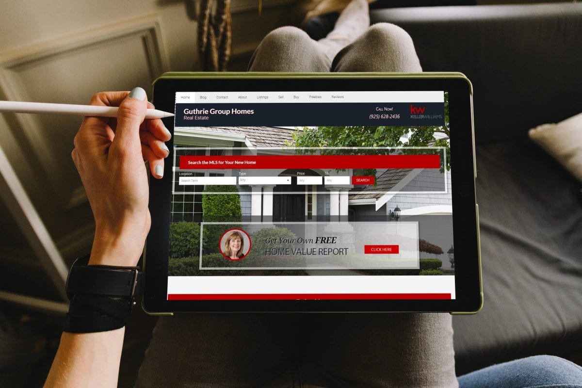 Tablet with the Guthrie Group Homes website on it